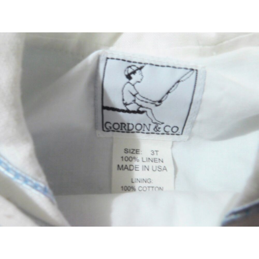 Vintage Gordon and Co. light Blue Linen Lined Sailor Short Set 3T Cloth Buttons
